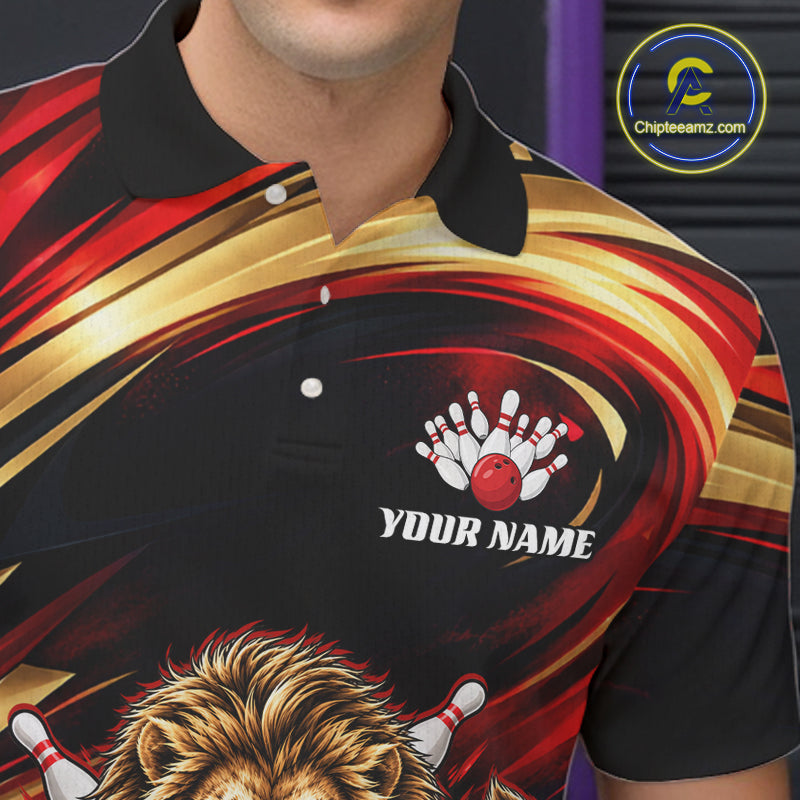 Custom Lion Bowling Jersey for Men Bowling Outfit Polo & 1/4 Zip Bowling Team Shirts HNT587