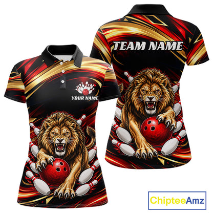 Custom Lion Bowling Jersey for Women Bowling Outfit Polo & 1/4 Zip Bowling Team Shirts HNT587