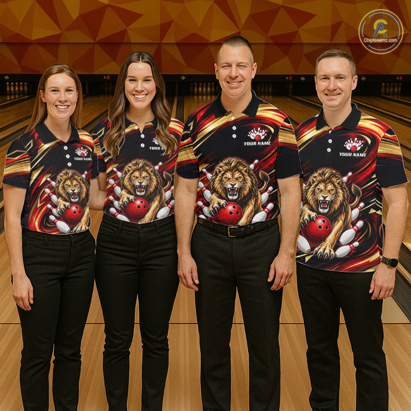 Custom Lion Bowling Jersey for Women Bowling Outfit Polo & 1/4 Zip Bowling Team Shirts HNT587