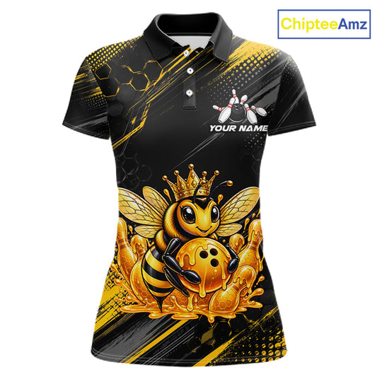 Custom Funny Bee Bowling Jersey for Women Bowling Outfit Polo & 1/4 Zip Bowling Team Shirts HNT588