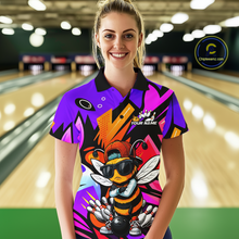 Load image into Gallery viewer, Custom Funny Bee Graffiti Pattern Bowling Jersey for Women Bowling Team Shirts Polo &amp; 1/4 Zip HNT174