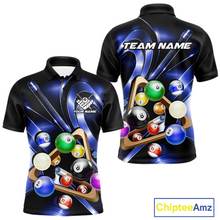 Load image into Gallery viewer, Custom Ball Pool Shirts Blue Billiard Shirt for Men Billiard Team Jersey Billiard League NNT180