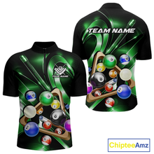 Load image into Gallery viewer, Custom Ball Pool Shirts Green Billiard Shirt for Men Billiard Team Jersey Billiard League NNT180