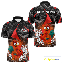 Load image into Gallery viewer, Custom Red Funny Chicken Bowling Jersey for Men Bowling Team Shirts  Polo &amp; 1/4 Zip HNT138