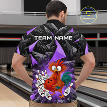 Load image into Gallery viewer, Custom Purple Funny Chicken Bowling Jersey for Men Bowling Team Shirts  Polo &amp; 1/4 Zip HNT138