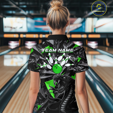 Load image into Gallery viewer, Custom Green Cobra Snake Bowling Jersey for Women Bowling Team Shirts Polo &amp; 1/4 Zip HNT137