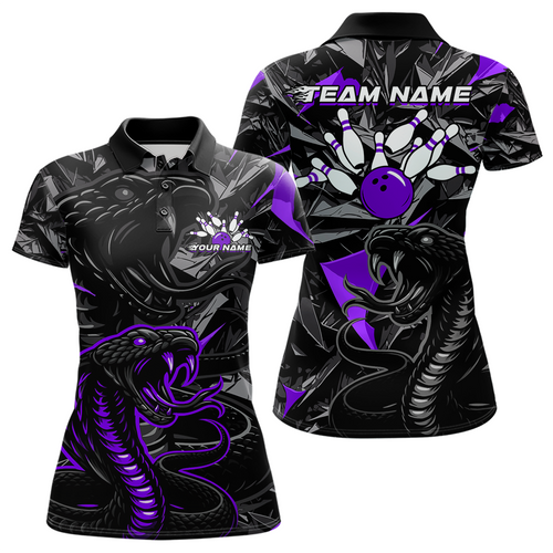 Custom Purple Cobra Snake Bowling Jersey for Women Bowling Team Shirts Polo & 1/4 Zip HNT137