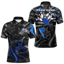 Load image into Gallery viewer, Custom Blue Cobra Snake Bowling Jersey for Men Bowling Team Shirts Bowling Uniform Polo &amp; 1/4 Zip HNT137