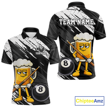 Load image into Gallery viewer, Custom Funny Black Beer 8 Ball Pool Men Billiard Polo &amp; 1/4 Zip, Billiard Shirt, Billiard Team Jerseys NNT146