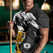 Load image into Gallery viewer, Custom Funny Black Beer 8 Ball Pool Men Billiard Polo &amp; 1/4 Zip, Billiard Shirt, Billiard Team Jerseys NNT146