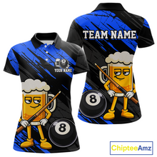 Load image into Gallery viewer, Custom Funny Blue Beer 8 Ball Pool Women Billiard Polo &amp; 1/4 Zip, Billiard Shirt, Billiard Team Jerseys NNT146