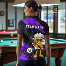 Load image into Gallery viewer, Custom Funny Purple Beer 8 Ball Pool Women Billiard Polo &amp; 1/4 Zip, Billiard Shirt, Billiard Team Jerseys NNT146