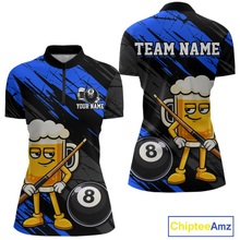 Load image into Gallery viewer, Custom Funny Blue Beer 8 Ball Pool Women Billiard Polo &amp; 1/4 Zip, Billiard Shirt, Billiard Team Jerseys NNT146