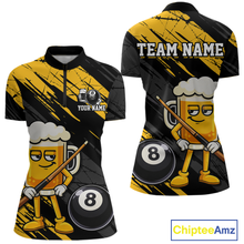 Load image into Gallery viewer, Custom Funny Yellow Beer 8 Ball Pool Women Billiard Polo &amp; 1/4 Zip, Billiard Shirt, Billiard Team Jerseys NNT146