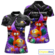 Load image into Gallery viewer, Custom Funny Purple Chicken 9 Ball Pool Billiard Shirt for Women Polo &amp; 1/4 Zip, Billiard Team Jerseys NNT157