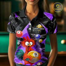 Load image into Gallery viewer, Custom Funny Purple Chicken 9 Ball Pool Billiard Shirt for Women Polo &amp; 1/4 Zip, Billiard Team Jerseys NNT157