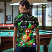 Load image into Gallery viewer, Custom Funny Green Chicken 9 Ball Pool Billiard Shirt for Women Polo &amp; 1/4 Zip, Billiard Team Jerseys NNT157