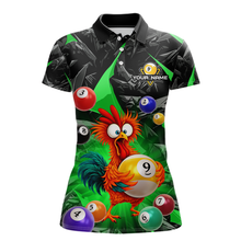 Load image into Gallery viewer, Custom Funny Green Chicken 9 Ball Pool Billiard Shirt for Women Polo &amp; 1/4 Zip, Billiard Team Jerseys NNT157