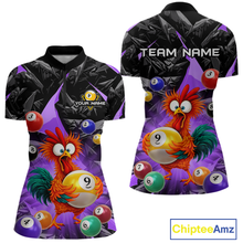 Load image into Gallery viewer, Custom Funny Purple Chicken 9 Ball Pool Billiard Shirt for Women Polo &amp; 1/4 Zip, Billiard Team Jerseys NNT157