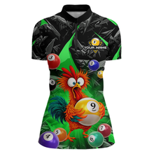 Load image into Gallery viewer, Custom Funny Green Chicken 9 Ball Pool Billiard Shirt for Women Polo &amp; 1/4 Zip, Billiard Team Jerseys NNT157