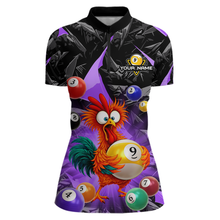 Load image into Gallery viewer, Custom Funny Purple Chicken 9 Ball Pool Billiard Shirt for Women Polo &amp; 1/4 Zip, Billiard Team Jerseys NNT157
