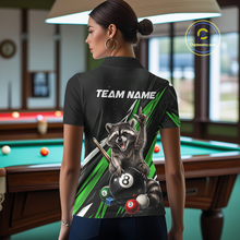Load image into Gallery viewer, Custom Green Funny Raccoon 8 Ball Billiard Shirt for Women Billiard Team Jersey Billiard League NNT191