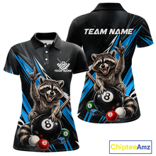 Load image into Gallery viewer, Custom Blue Funny Raccoon 8 Ball Billiard Shirt for Women Billiard Team Jersey Billiard League NNT191