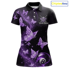 Load image into Gallery viewer, Custom Purple Butterfly Galaxy 8 Ball Billiard Shirt for Women Billiard Team Jersey Billiard League NNT192