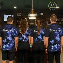 Load image into Gallery viewer, Custom Blue Butterfly Galaxy 8 Ball Billiard Shirt for Women Billiard Team Jersey Billiard League NNT192