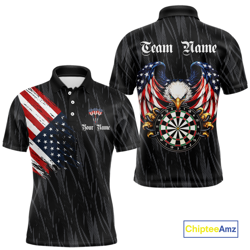 Custom US Flag Eagle Darts Shirt for Men Darts Team Jerseys Dart Tournament Polo & 1/4 Zip NNT111