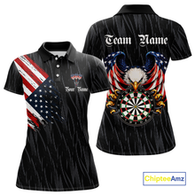 Load image into Gallery viewer, Custom US Flag Eagle Darts Shirt for Women Darts Team Jerseys Dart Tourament Polo &amp; 1/4 Zip NNT111