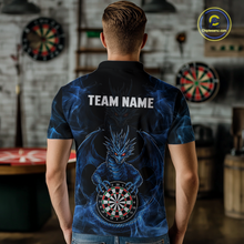 Load image into Gallery viewer, Custom Blue Dragon Darts Board Dart Shirts For Men Darts Team Jerseys Polo &amp; 1/4 Zip NNT121