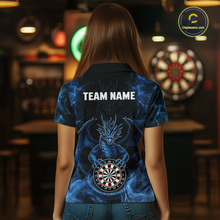 Load image into Gallery viewer, Custom Blue Dragon Darts Board Dart Shirts For Women Darts Team Jerseys Polo &amp; 1/4 Zip NNT121