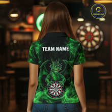 Load image into Gallery viewer, Custom Green Dragon Darts Board Dart Shirts For Women Darts Team Jerseys Polo &amp; 1/4 Zip NNT121