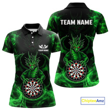 Load image into Gallery viewer, Custom Green Dragon Darts Board Dart Shirts For Women Darts Team Jerseys Polo &amp; 1/4 Zip NNT121