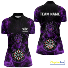 Load image into Gallery viewer, Custom Purple Dragon Darts Board Dart Shirts For Women Darts Team Jerseys Polo &amp; 1/4 Zip NNT121