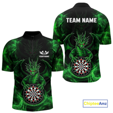 Load image into Gallery viewer, Custom Green Dragon Darts Board Dart Shirts For Men Darts Team Jerseys Polo &amp; 1/4 Zip NNT121