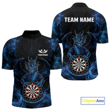 Load image into Gallery viewer, Custom Blue Dragon Darts Board Dart Shirts For Men Darts Team Jerseys Polo &amp; 1/4 Zip NNT121