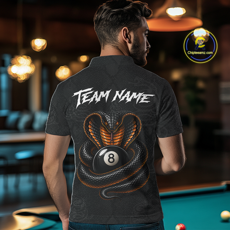 Custom Black Cobra Snake 8 Ball Billiard Shirt for Men Billiard Team Jersey Billiard League NNT188