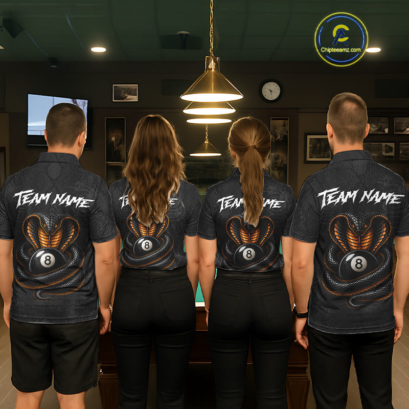 Custom Black Cobra Snake 8 Ball Billiard Shirt for Women Billiard Team Jersey Billiard League NNT188