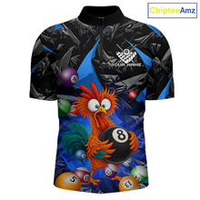 Load image into Gallery viewer, Custom Blue Funny Chicken 8 Ball &amp; 9 Ball Billiard Shirt for Men Billiard Team Jerseys NNT190