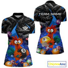 Load image into Gallery viewer, Custom Blue Funny Chicken 8 Ball &amp; 9 Ball Billiard Shirt for Women Billiard Team Jerseys NNT190