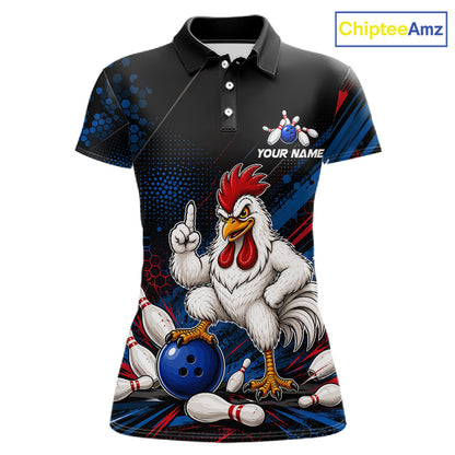 Custom Funny Chicken Bowling Jersey for Women Chicken Bowling Team Shirts Polo & 1/4 Zip HNT508