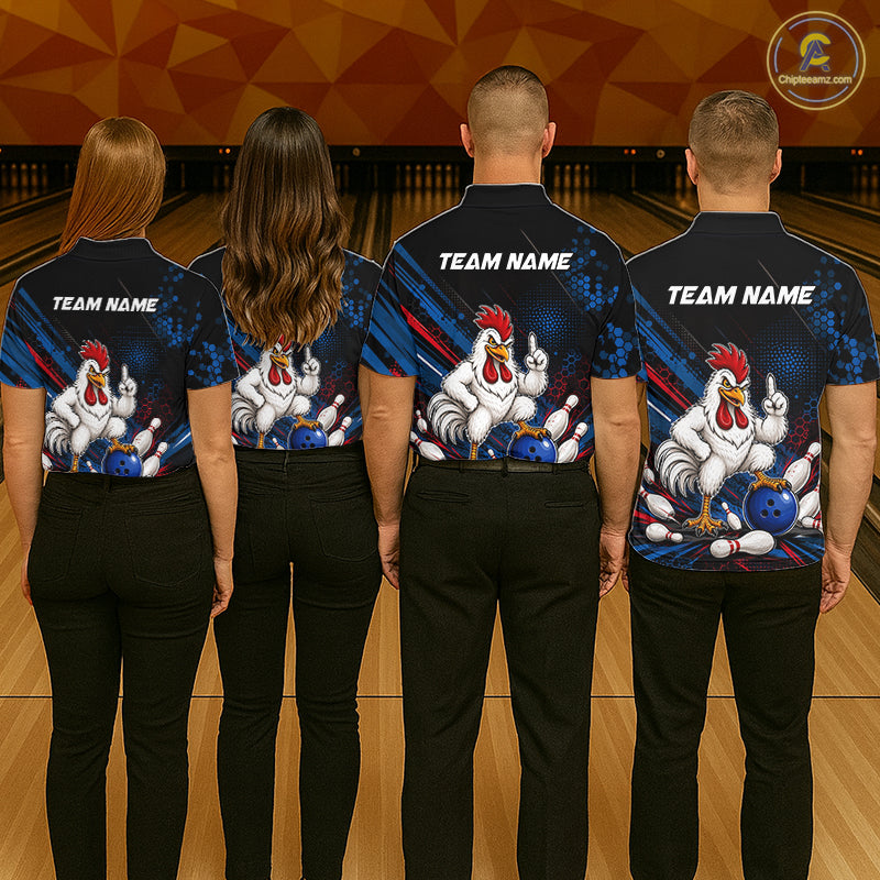 Custom Funny Chicken Bowling Jersey for Women Chicken Bowling Team Shirts Polo & 1/4 Zip HNT508