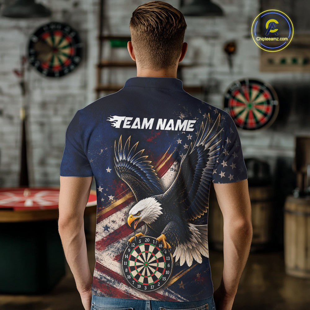 Custom American Flag Eagle Darts Shirt for Men Darts Team Jerseys Dartboard Shirt NNT293