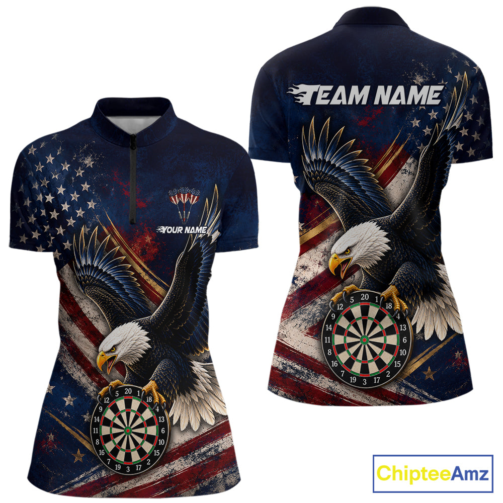 Custom American Flag Eagle Darts Shirt for Women Darts Team Jerseys Dartboard Shirt NNT293