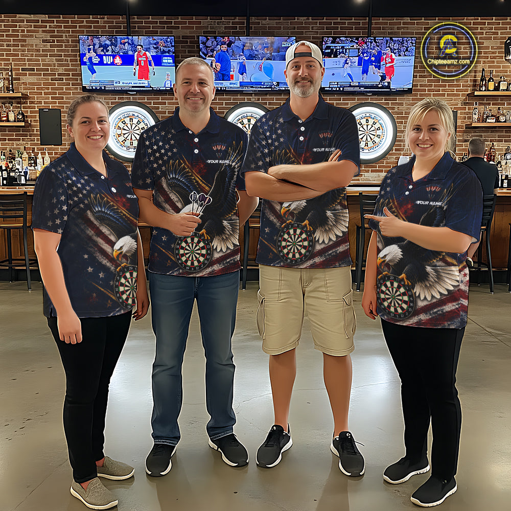Custom American Flag Eagle Darts Shirt for Men Darts Team Jerseys Dartboard Shirt NNT293