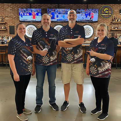 Custom American Flag Eagle Darts Shirt for Men Darts Team Jerseys Dartboard Shirt NNT293
