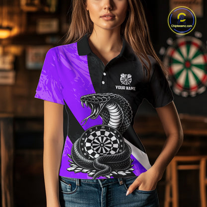 Custom Purple Cobra Snake Darts Shirt for Women Darts Team Jerseys Dartboard Shirt NNT294