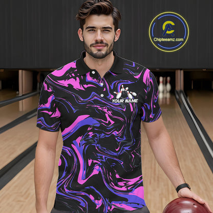 Custom Purple And Pink Drunk Bowling Balls And Pins Funny Beer Bowling Team Shirts For Men HNT656